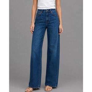 J.Crew Wide Leg Jeans Womens Size 26 Petite Linen Blend Blue Summer Time 26P